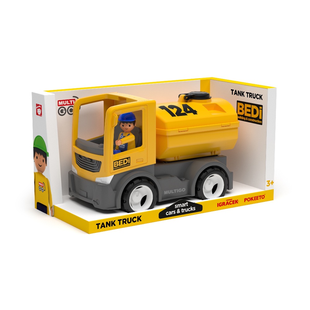 Строительный грузовик-цистерна с водителем, 22 см.  